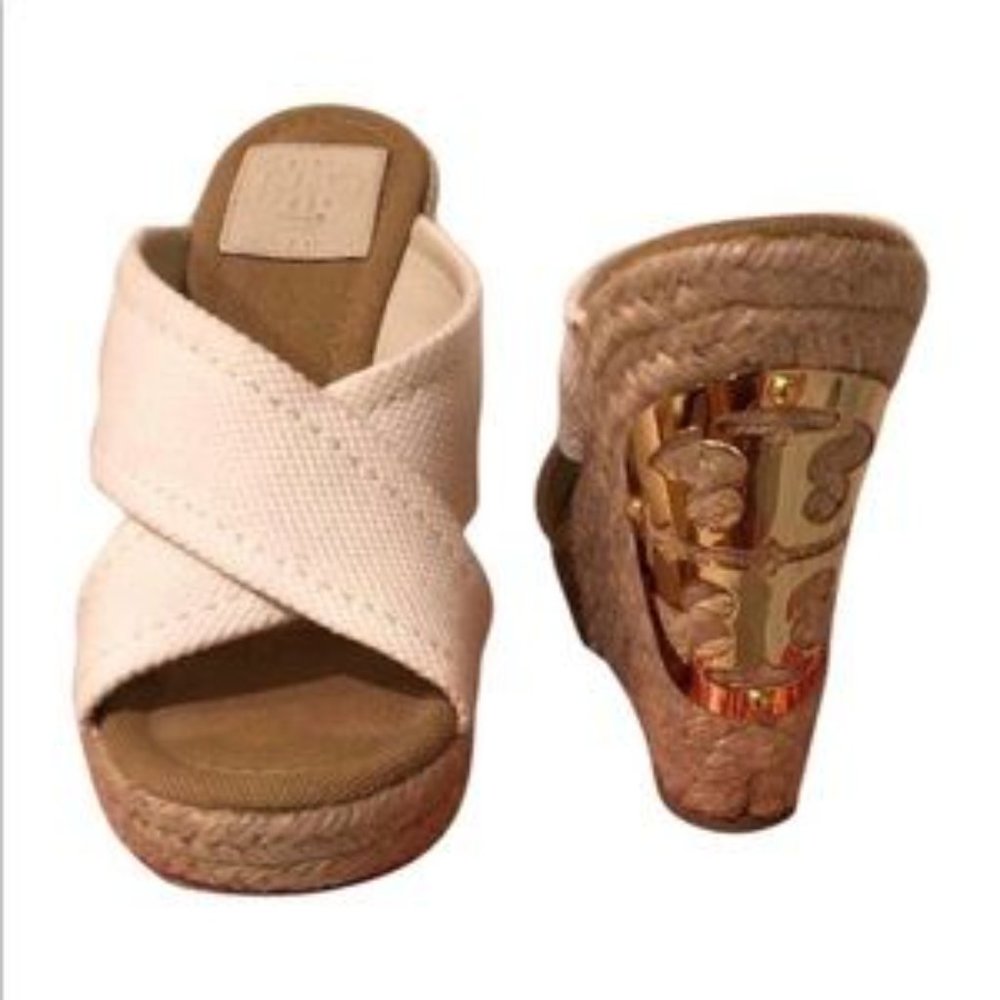 Tory Burch kirsten 7 bleach canvas wedge